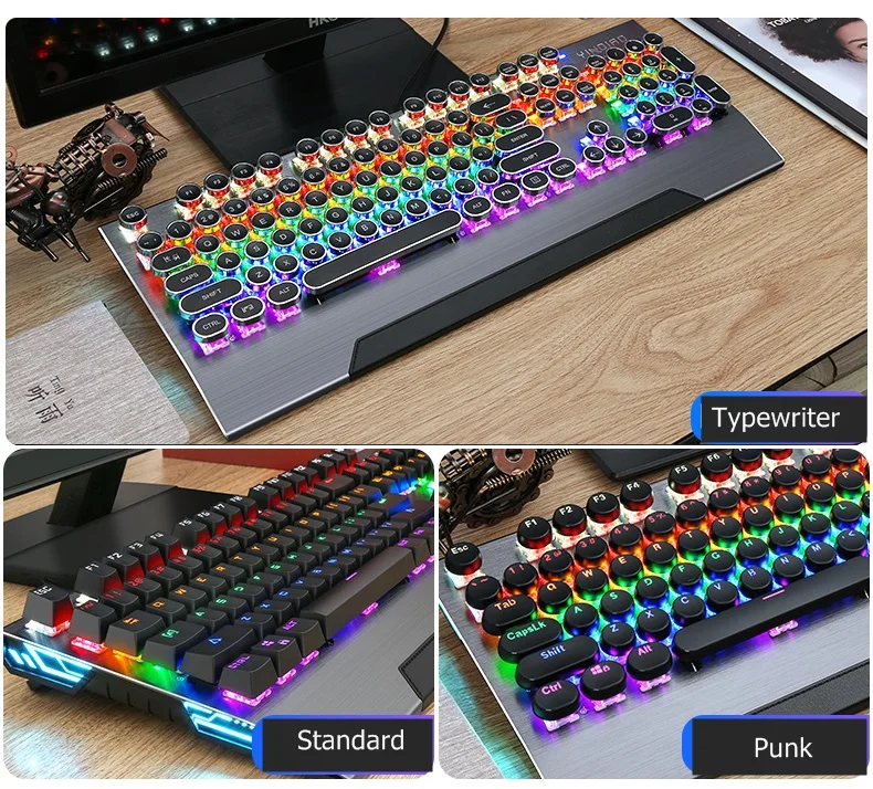 Клавиатура игровая в стиле стимпанк USB Проводная Механическая клавиатура с