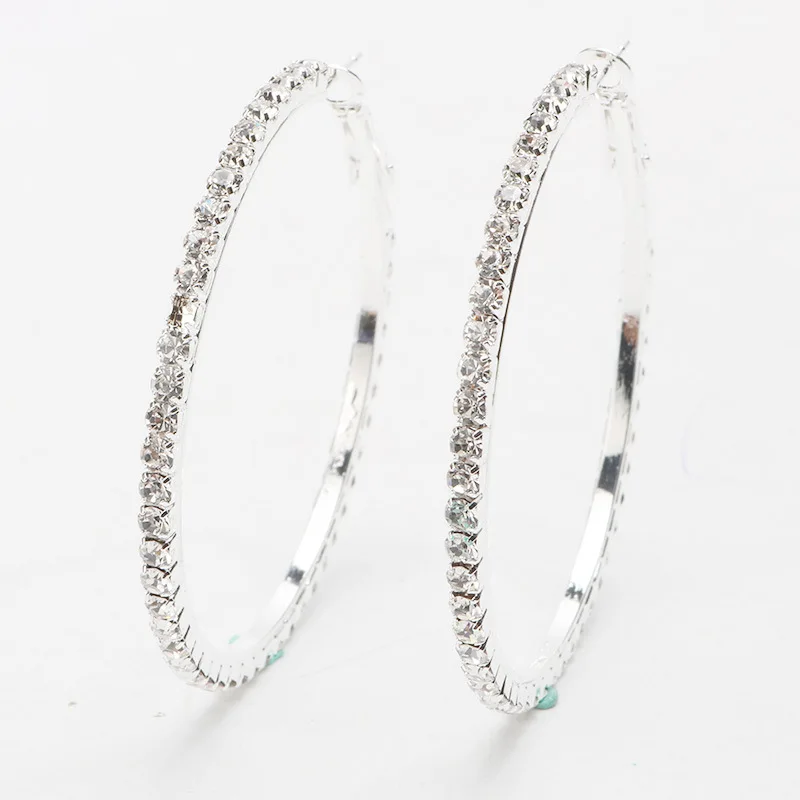 Pendientes Joyas Mujer Grande большой серьги-кольца серебряные большой обручи круглый горный хрусталь серьги для женщин Oorring Orecchini A Cerchio