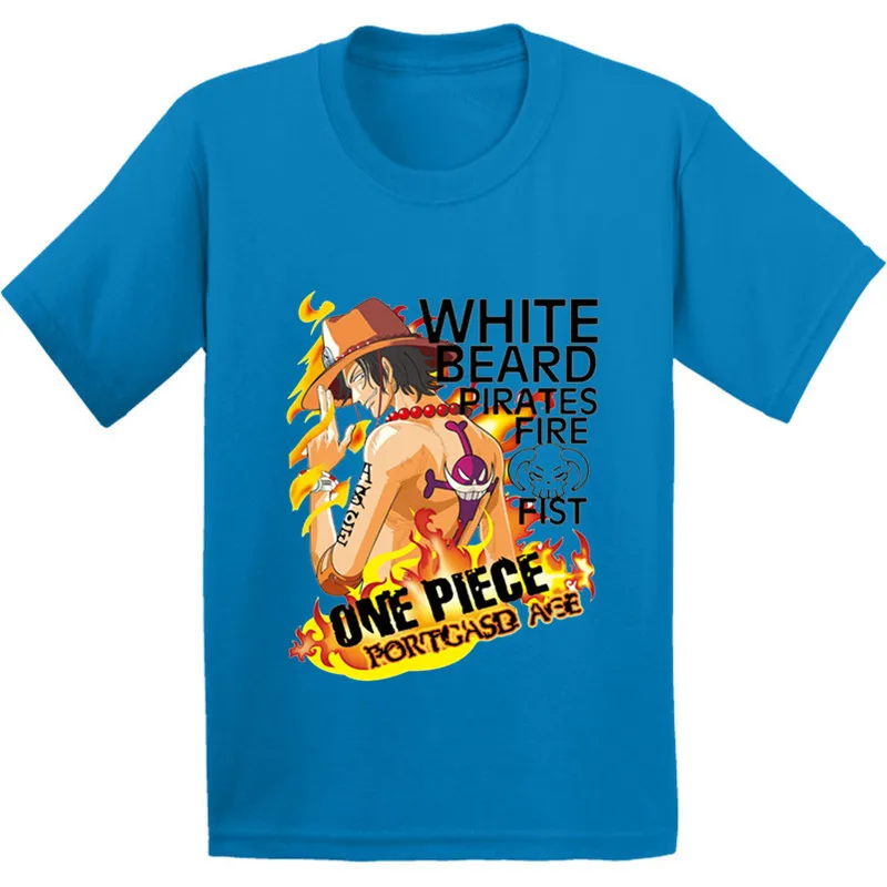 Хлопок, Детская футболка с рисунком «Portgas. D. Ace», Детская забавная одежда с героями мультфильмов, футболка с короткими рукавами для мальчиков и девочек, GKT247