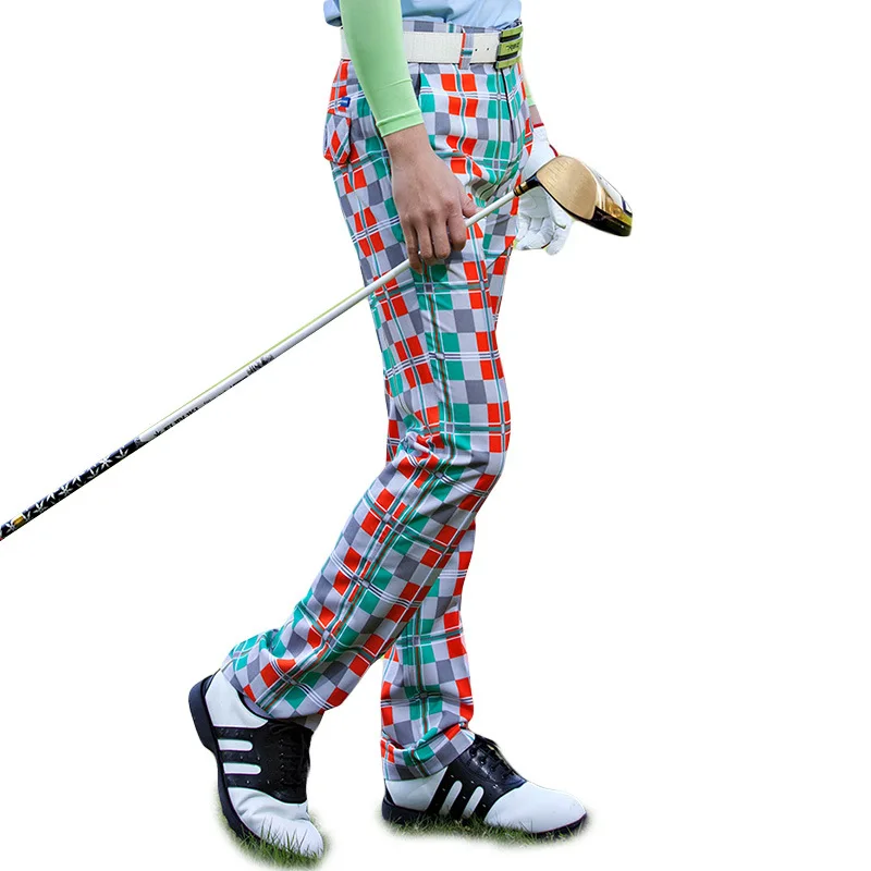 

EVERIO High Quality Medium Thin Mens Golf Trousers Male Quick-dry Clothing Straight Loose Sports Plaid Pants/casual Tennis Pants