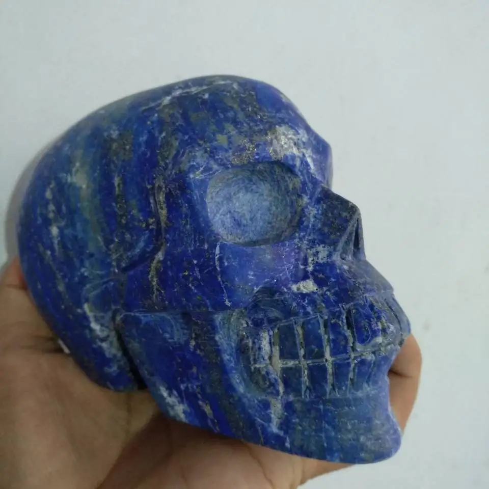 

1.4kg ~Gorgeous!~ LAPIS LAZULI Crystal Skull w/ Pyrite, Calcite - Manifestation