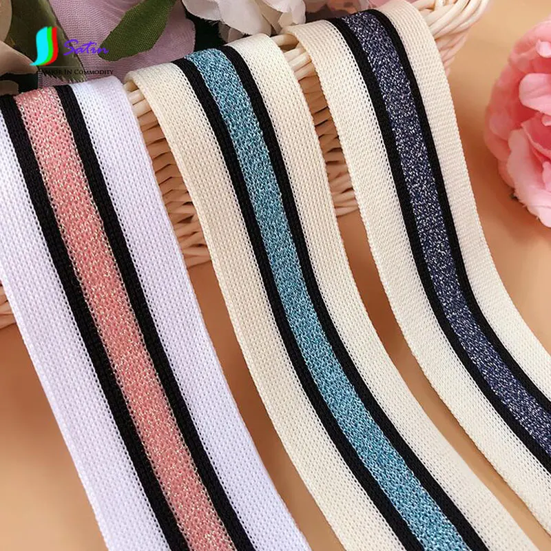 

Wholesale DIY Clothing Accessory Decorative Color Hit Color Flash Stripe Style Lace Ribbon 80yards/lot Pink Blue S386P