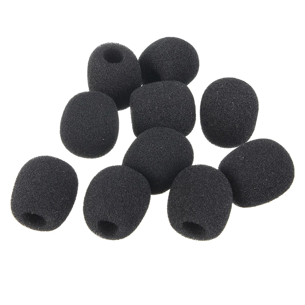 10Pcs Mini Microphone Windshield Clip-on Headset Condenser Mic Windmuff Protector Black 18mm