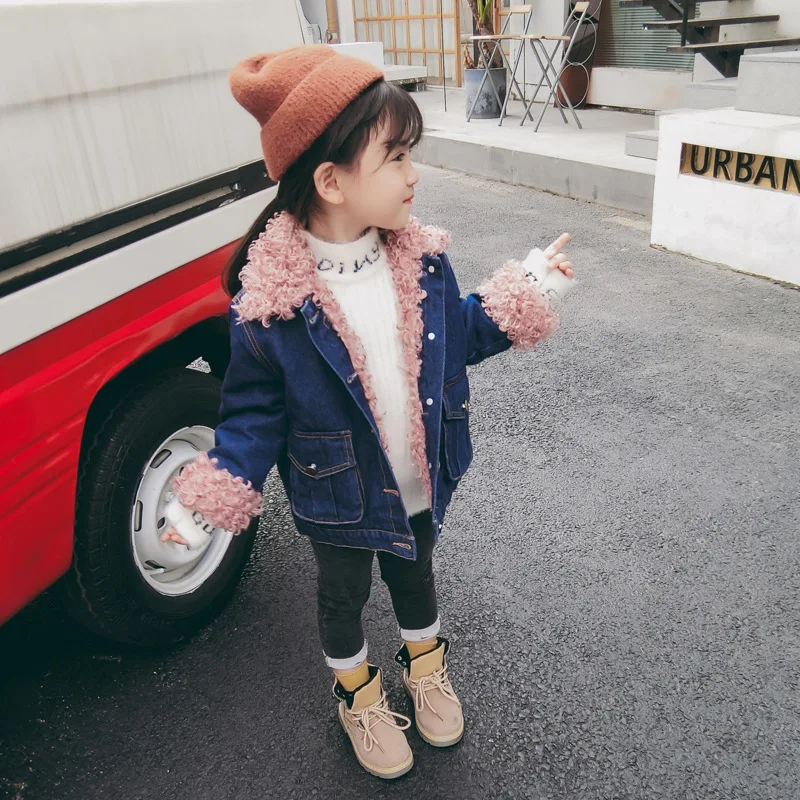 

Korea Children Denim Jacket Winter Warm 2018 New Boys Cotton Padded Coat Baby Plus Velvet Thickening Kids Cowboy Clothing