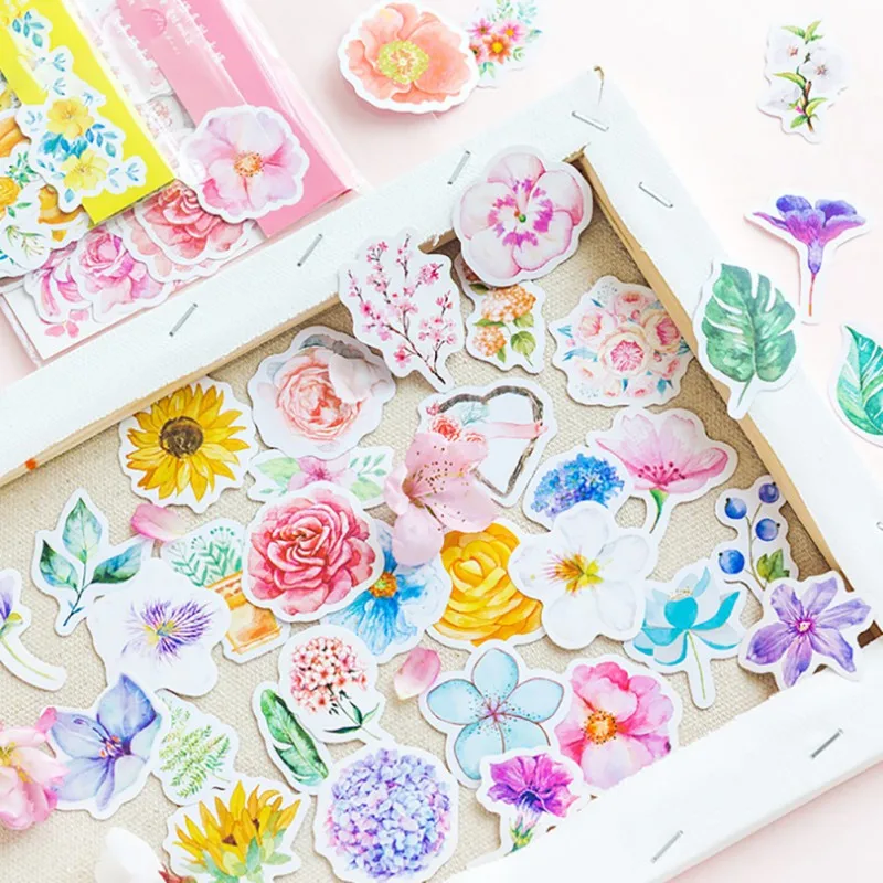 Kawaii японский Decoracion журнал Скрапбукинг хлопья Канцелярские школа питания девушке подарок 45 шт./упак. милый дневник для записей Цветочные наклейки