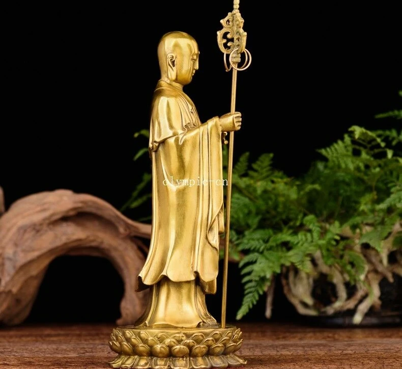 9 дюймов латунь медь резная статуя Будды бодхисаттвы ksitigarbha|Статуи и скульптуры| |