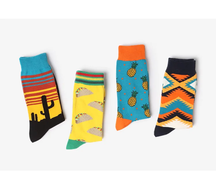 JULY'S песня без коробки 4 пары много Happy Socks Для мужчин s смешные носки брендовые хлопковые Для мужчин платье носки креативные носки