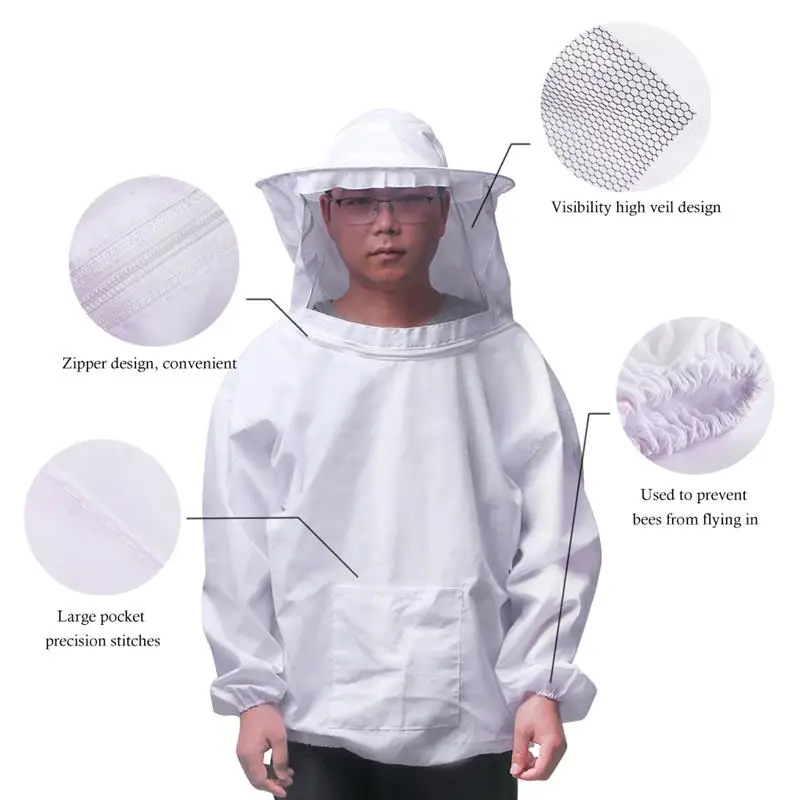Youool 4 шт. белый дышащий костюм пчеловода пчела перчатки для причесывания набор оборудования костюм пчеловода набор инструментов оборудование для пчеловодов инструмент