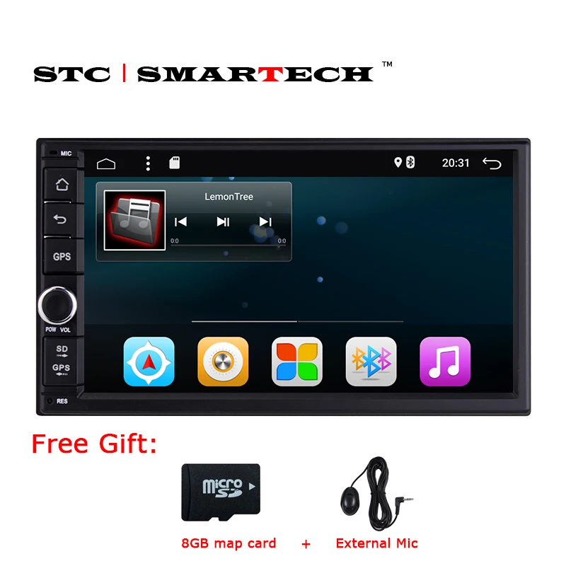Smartech 2 DIN 7 дюймов Универсальный Автомобильный мультимедийный аудио видео плеер