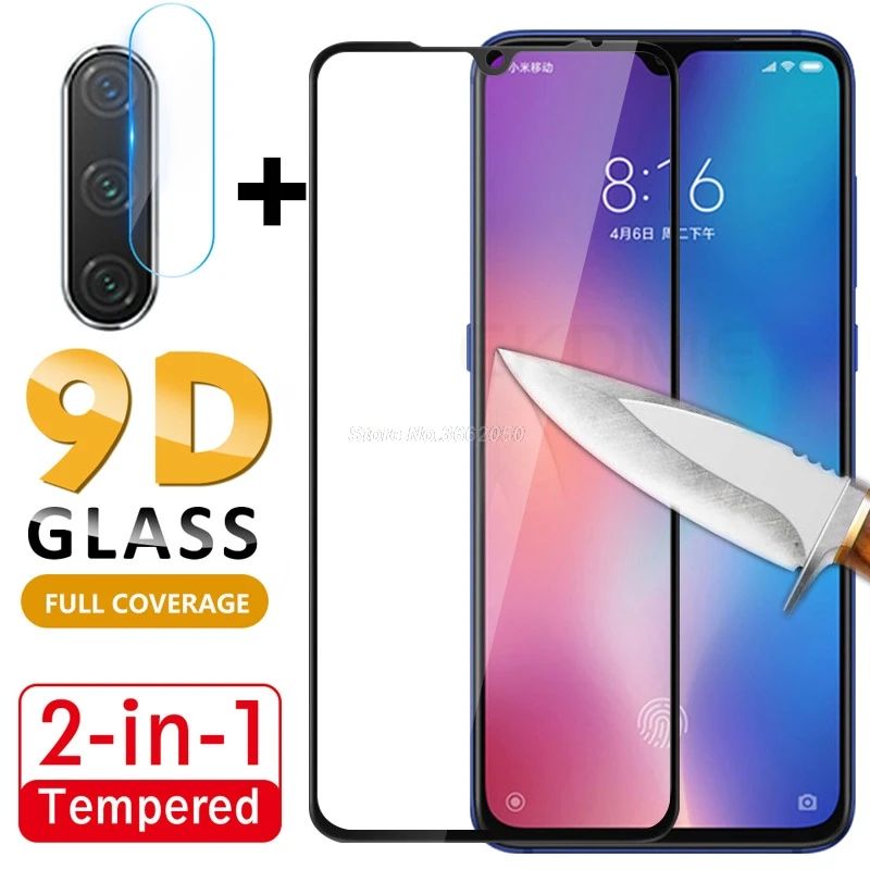 

2-in-1 9D Full Protective Glass For Xiaomi 9 Mi9 SE CC9 Rear Camera Lens Tempered Glass For Xiaomi Mi CC9 Mi 9 Full Cover Glass