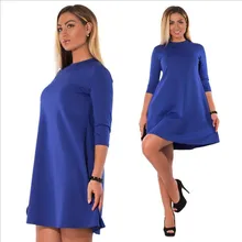 

2018 Spring Summer Fashion Elegant Women Dress Plus Size O-neck Mini Casual Dress Women Party Dresses Solid Women Vestidos