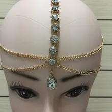 Ручной работы Kundan камни капли воды волос цепь для головы цепи свадебные украшения для головы
