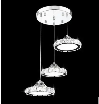 

minimalist European round pendant lamp three creative head table lamp crystal restaurant dining pendant light TA10173