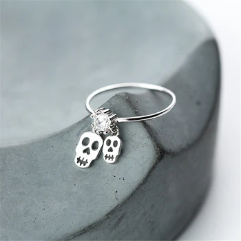 

Skull Ring Anillos Real 925 Silver Boho Jewelry Charm Minimalism Birthday Gift Haut Femme Bague Femme Aneis Punk Rings for Women