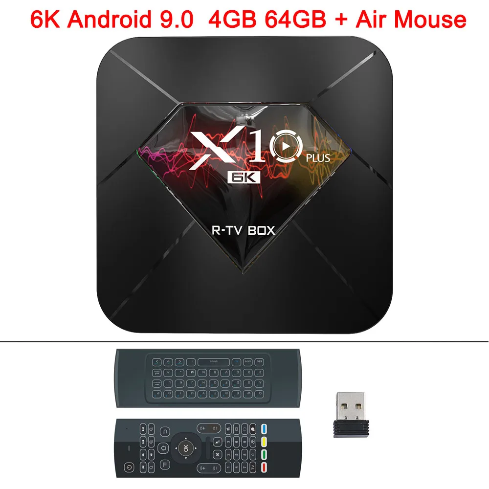 XGODY 2019X10 Plus 6K Android 9,0 Smart tv Box Allwinner H6 Четырехъядерный 4 ГБ 32 ГБ 64 Гб 2,4 ГГц Wifi USB 3,0 H.265 медиаплеер коробка - Цвет: 4GB 64GB Air Mouse