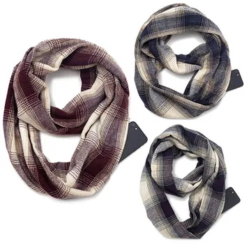 

2019 New Winter Convertible Flowers Women Infinity Scarf with Zipper Pocket New Design Warm and Light Scarf dropshipping