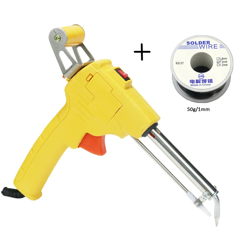 

220V 60W EU/US Automatic Welding Torches Yellow Send Tin Gun Desoldering Pump Welding Tool Get Free 50g 1.0mm Welding Wire