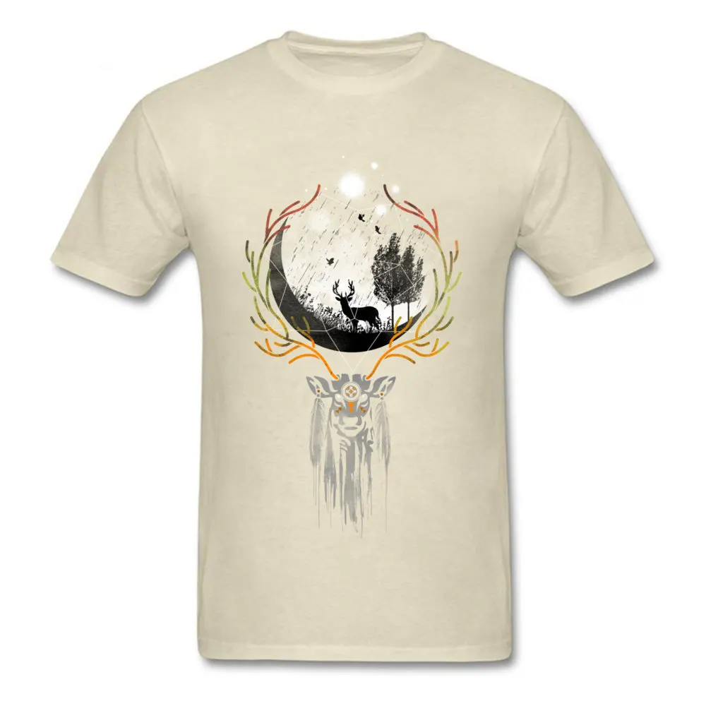 Cotton Men Short Sleeve Deer To Dream T Shirts Geek Tops & Tees 2018 Printed Round Collar Tops Shirts Drop Shipping Deer To Dream beige