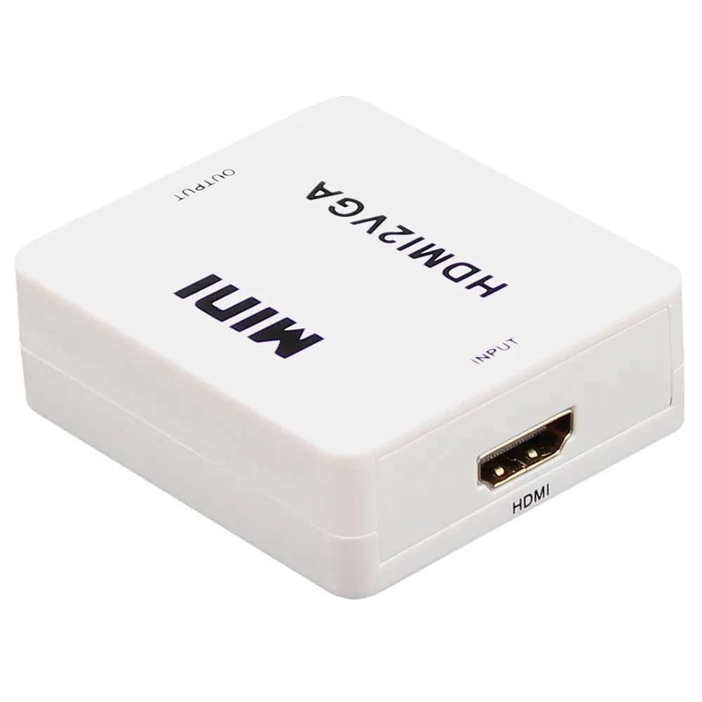 2 шт./лот MINIHDMI в VGA конвертер с аудио для портативных ПК к HDTV проектору HDMI2VGA+ аудиоконвертер в коробке