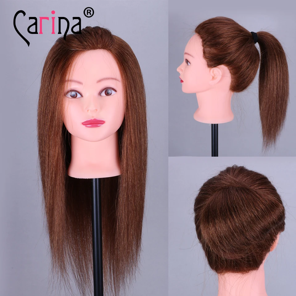 

Head Mannequin Body 18" 100% Real Human Hair Doll Head For Hairstyles Curl Hair Practice Head Training Head Hairdresser no shed