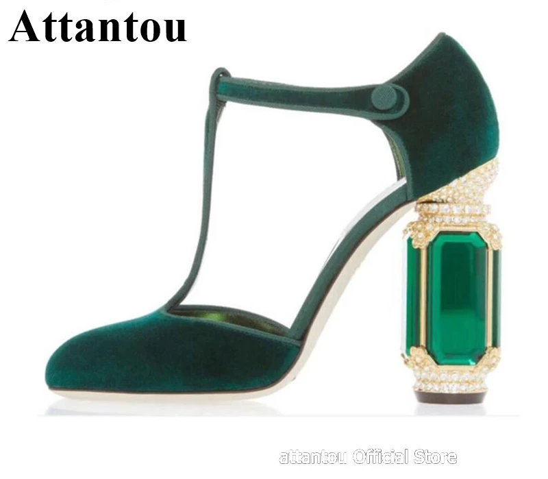 green block heel pumps