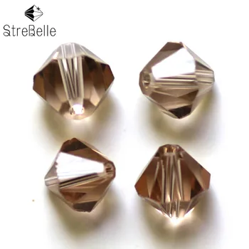 

StreBelle multi colors 6mm Bicone shape beads crystal glass DIY loose Beads AAA 100pcs