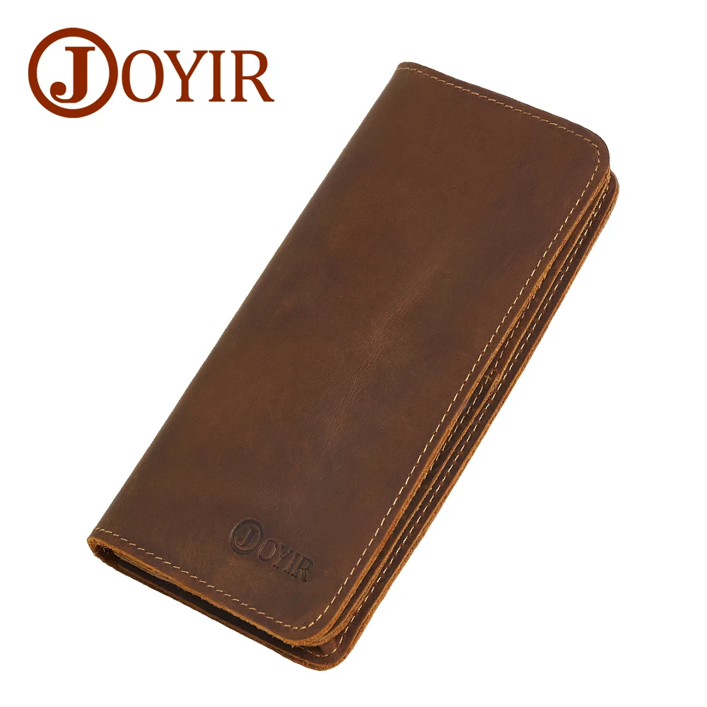 JOYIR-cartera de cuero genuino para Hombre, tarjetero, monedero largo Vintage, Portomonee, Carteira, Perse 43