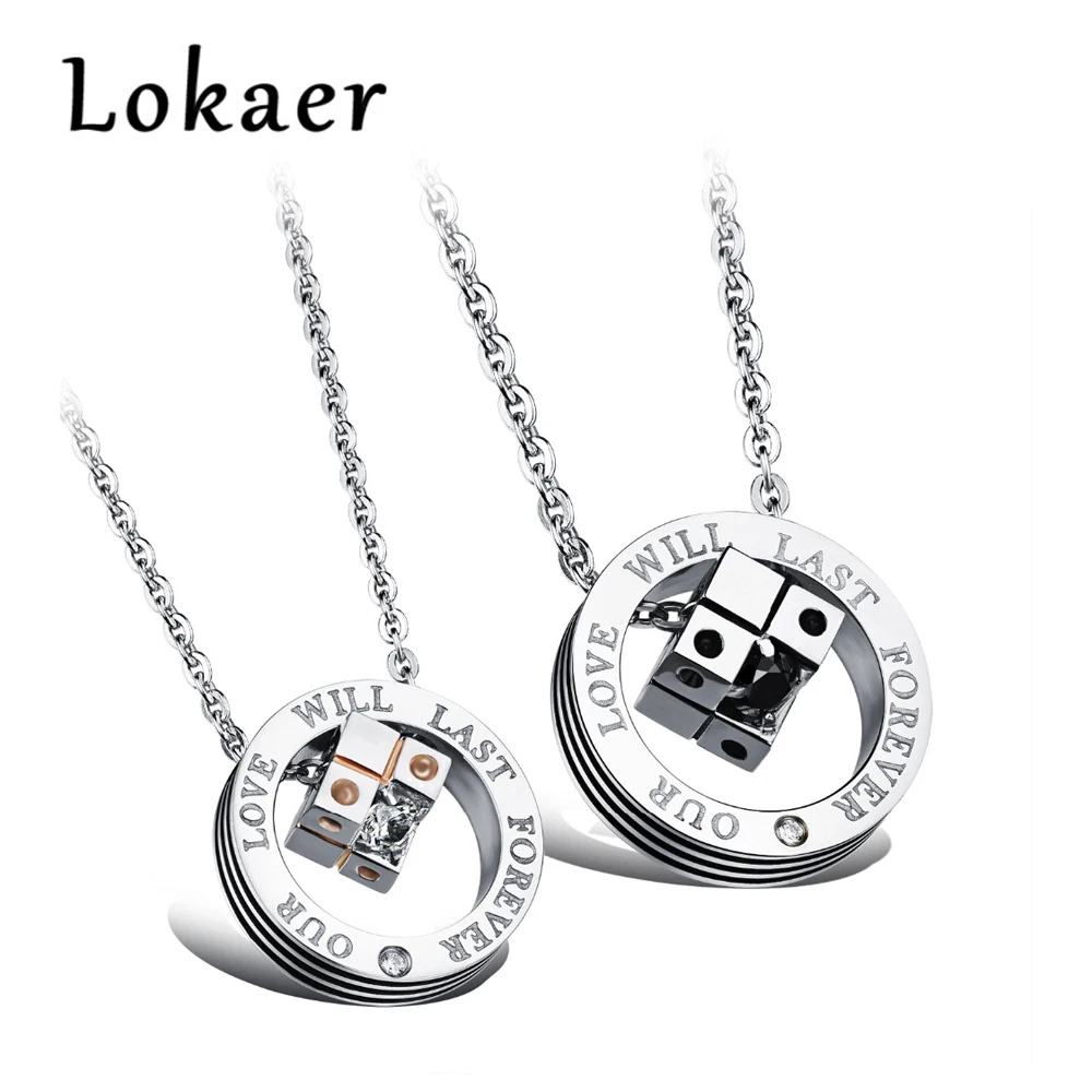 

Lokaer Forever Love Pendant Necklace 316L Stainless Steel Necklace Heart Jewelry Couple Necklaces For Lovers