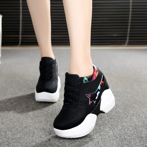Женская обувь для бега, визуально увеличивающая рост; женские кроссовки для путешествий на толстой платформе; обувь для бега и фитнеса для девушек и студентов - Цвет: p221 b
