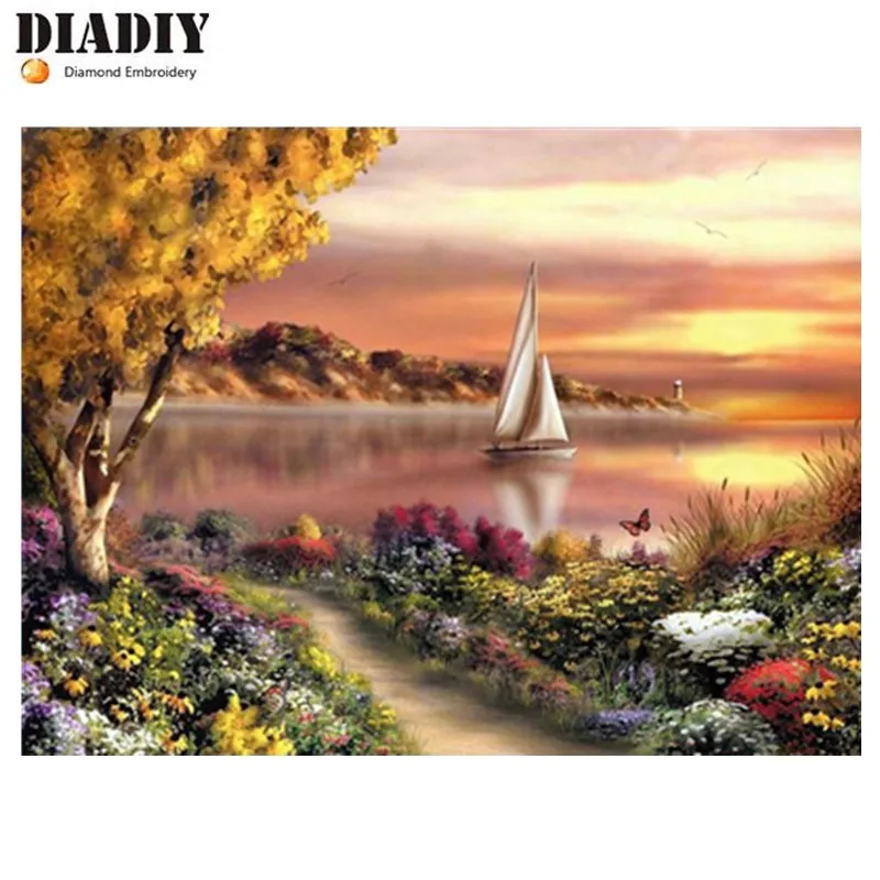 

Diamant Painting scenery sailboa picture Full Diamond Embroidery icon 5D Diy Diamond Painting Cross Stitch round mosaic pattern