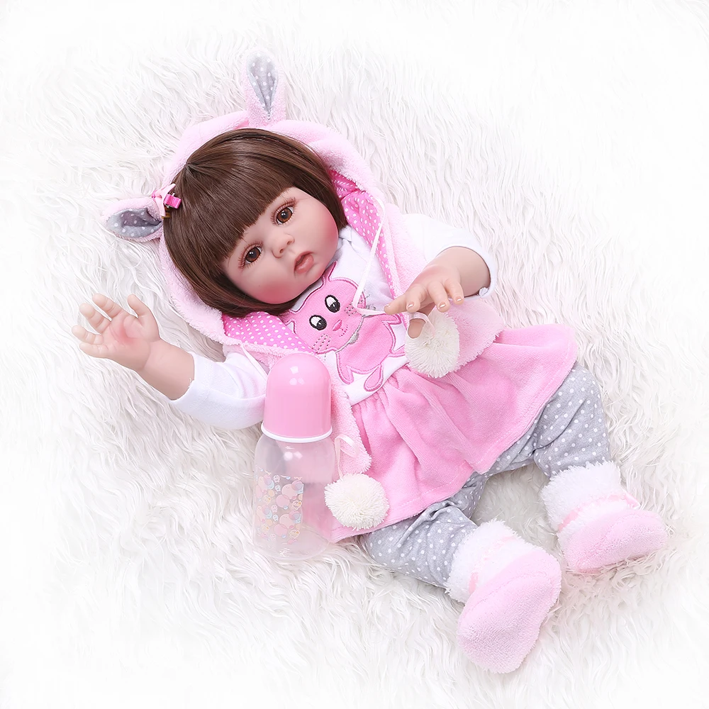 

Bebes Reborn Dolls de Silicone Girl 48cm Chubby adorable Doll Toys For Girls fashion boneca Baby Doll 2019 new Best Gifts toys