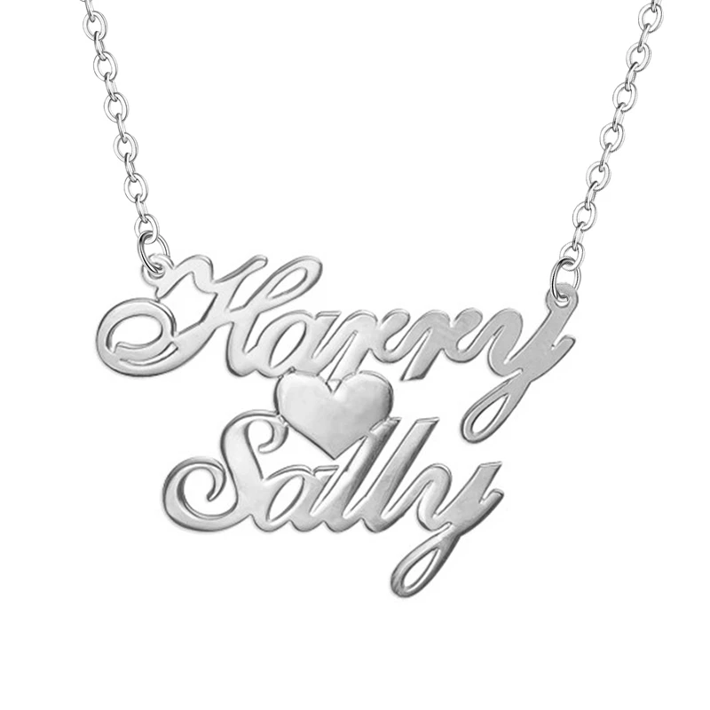 Senfai Personalized Name Plated Custom Name Initial Pendant Necklace Love Heart Design Stainless Steel Jewelry For Women Silver Chain Custom Engraved Necklaceengraved Necklace Aliexpress