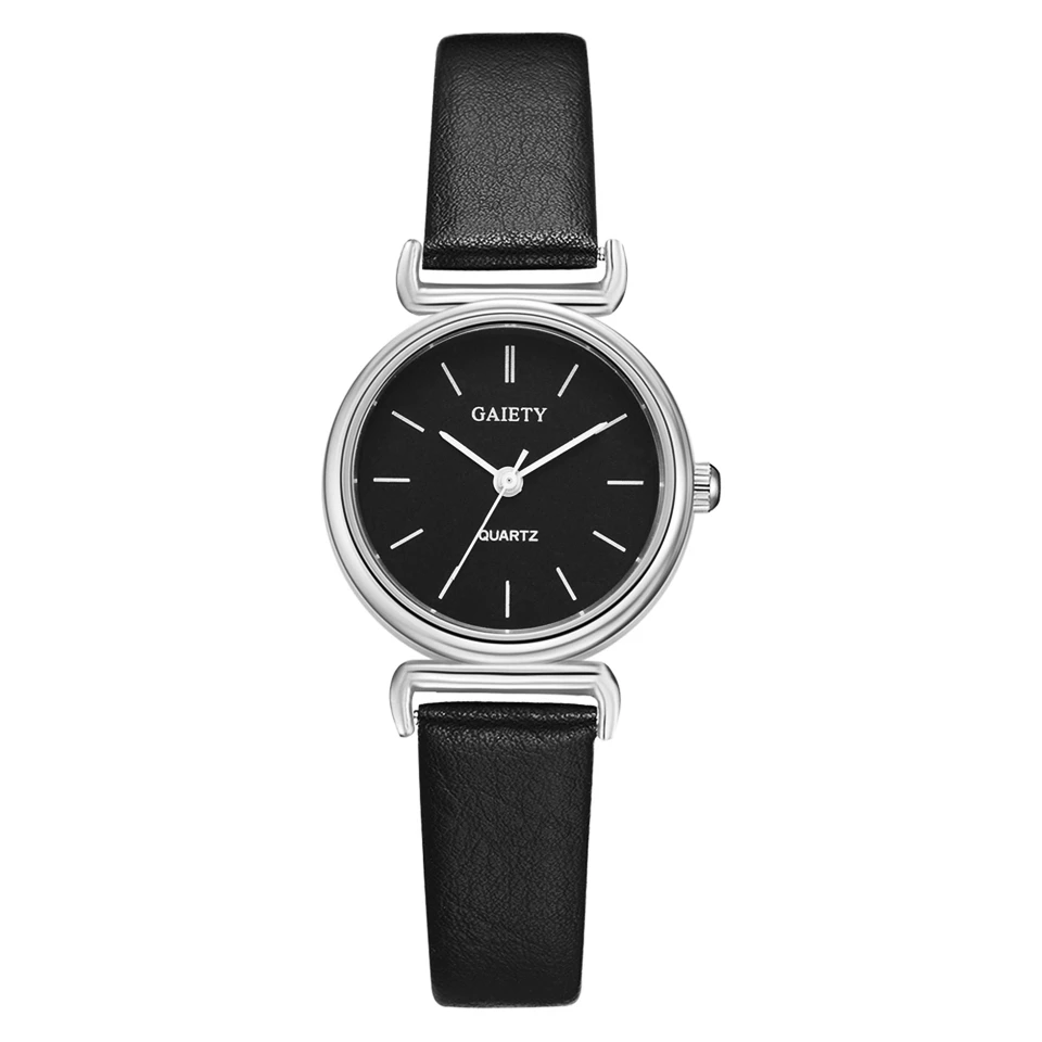 Изысканные маленькие простые ЖЕНСКИЕ НАРЯДНЫЕ часы в стиле ретро, кожаные женские часы, Топ бренд, женская мода, мини дизайн, наручные часы - Цвет: 553 Black