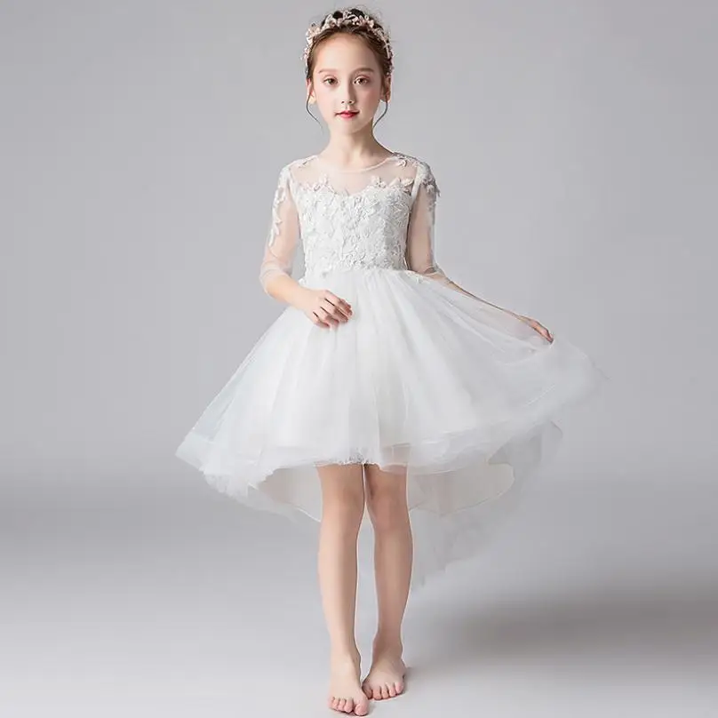 

Children's Baby Girl Dress Birthday Wedding Party Flower Girl Dress Lace Mesh patchwork kids Princess Dress Y235 Free Shipping