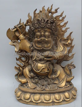 

19" Chinese Tibet Buddhism Bronze Vajrapani Mahakala buddha Phurpa Dagger statue
