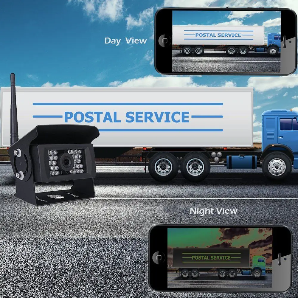 Baratos Cámara de marcha atrás WIFI Dash Cam 28 LED IR visión nocturna coche cámara de visión trasera impermeable vehículo cámaras para iPhone y Android