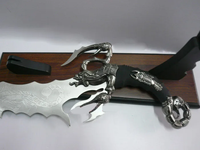 S0131 паук сеть Скорпион нож Клинок смерти лезвия гравировки с подставкой 21"|engraved