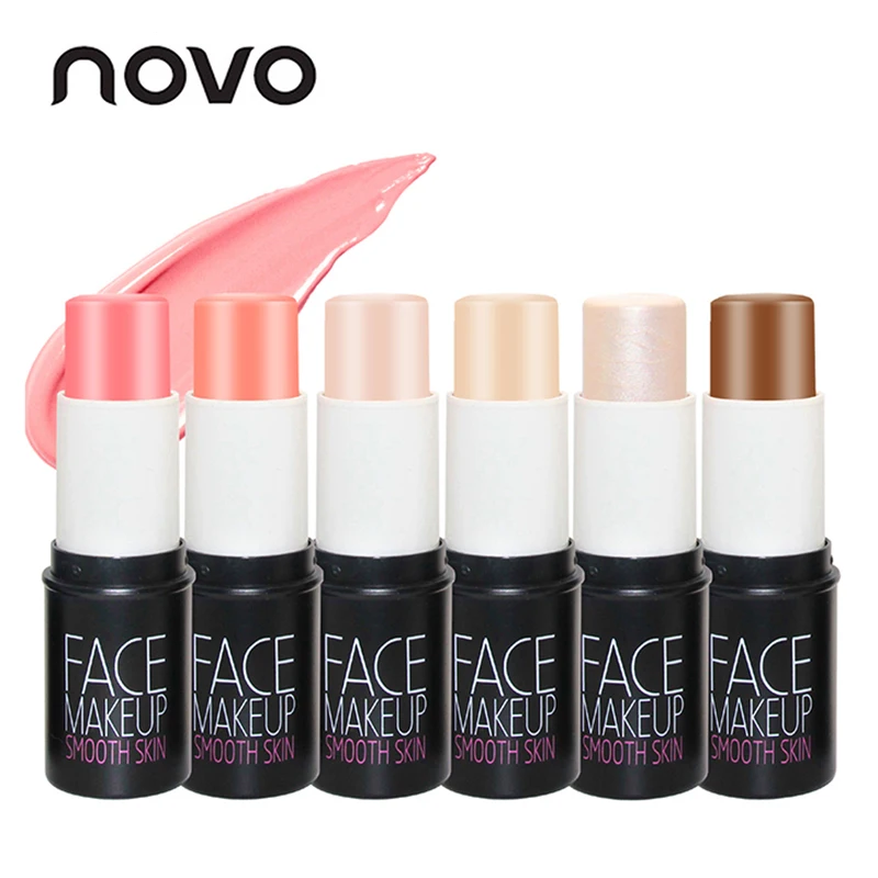 

NOVO Brand Face Matte Blush Cream Stick Make Up Bronzer Rouge Cheek Mineral Blusher Set Makeup