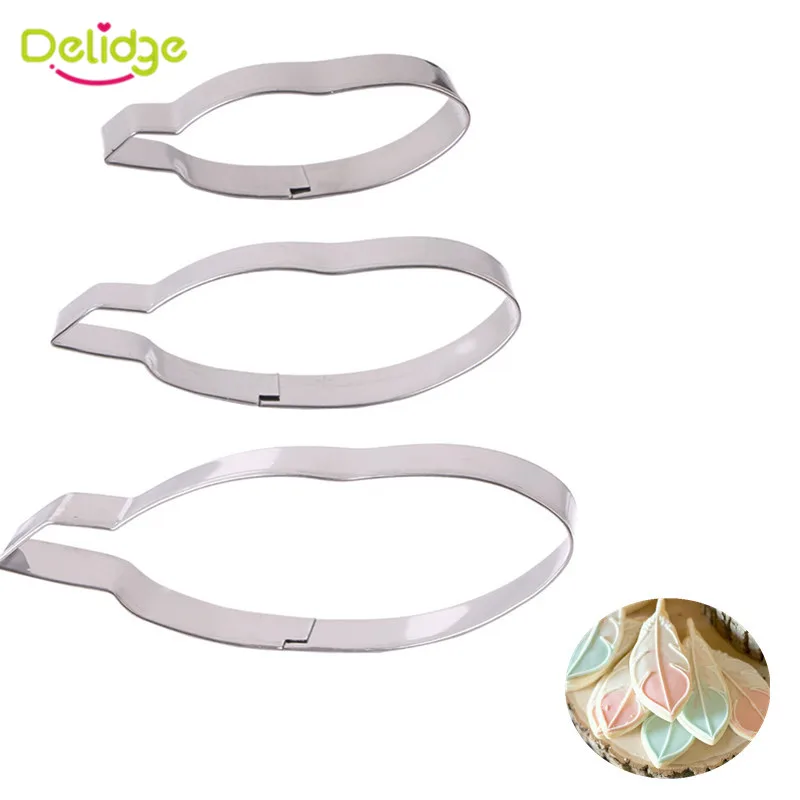 

Delidge 3pcs/set Feather Cookie Cutter 3D Stainless Steel Fondant Cake Decorating Tools DIY Pastry Biscuit Baking Molds