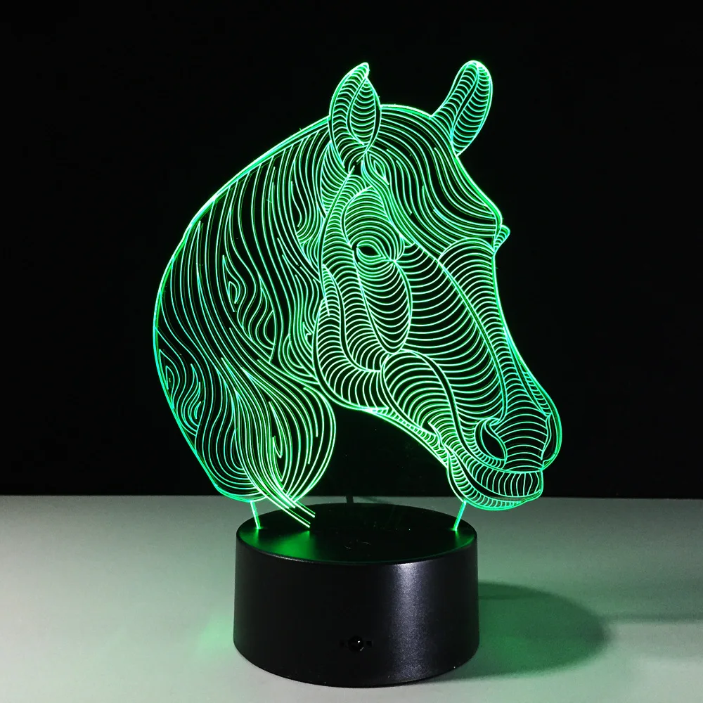 Лошадь светодиодный ночник USB Новинка подарки 7 цветов Изменение животных 3D светодиодный настольный светильник как украшение дома низкая стоимость Прямая поставка