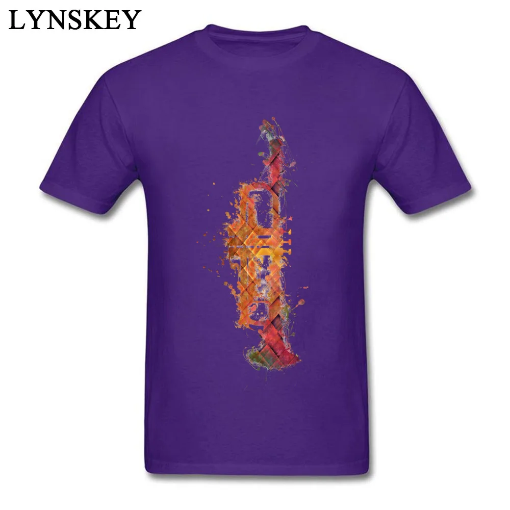 Discount Cool Summer Fall Trumpet Short Sleeve T Shirts All Cotton Round Neck Mens Tops Tees Classic Tee-Shirt Top Quality Trumpet purple