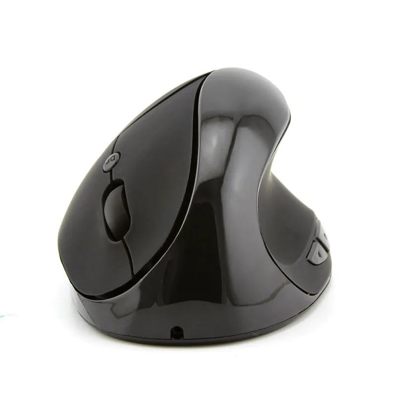 CHUYI перезаряжаемая беспроводная мышь, эргономичная Вертикальная игровая мышь Mause 1600 dpi, 6 кнопок, оптическая компьютерная USB мышь с ковриком для мыши - Цвет: Черный