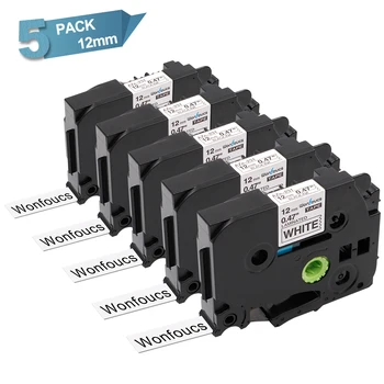 

Wonfoucs 5pcs/lot Compatible 12mm Laminated Brother P-Touch TZe231 Label Tapes Black on White tze231 Ribbons For Label Makers