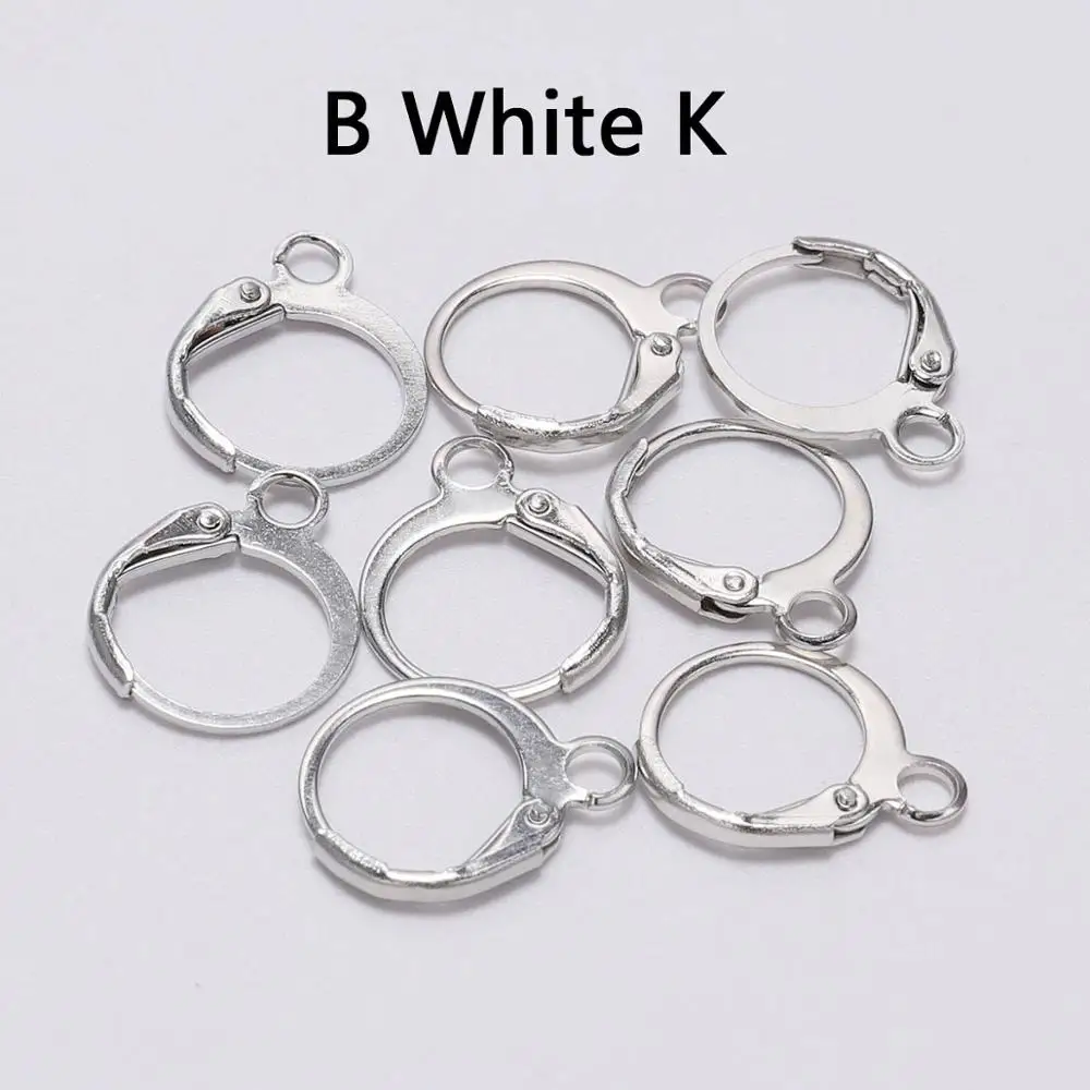 B White k Color 20 шт./партия, сплав, заполненный, ручной работы, украшения, крючки для серьг, застежки-крючки для серег, поиск для DIY ювелирных изделий - Цвет: B White k Color