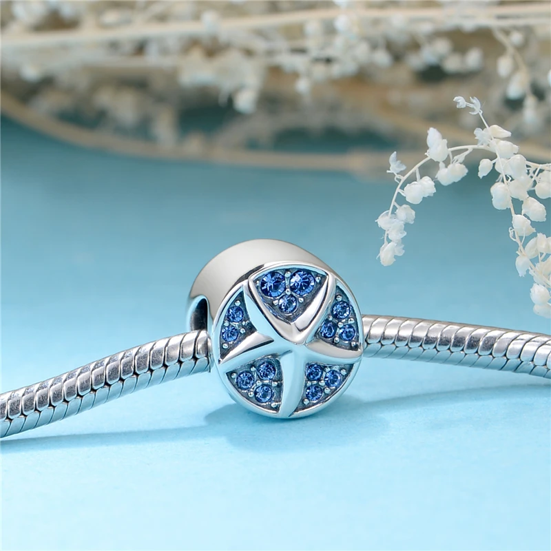 Seastar 925 пробы серебряные амулеты Fire Blue самодельные Украшения, Аксессуары Superstar Подходит для европейских браслетов X465H50