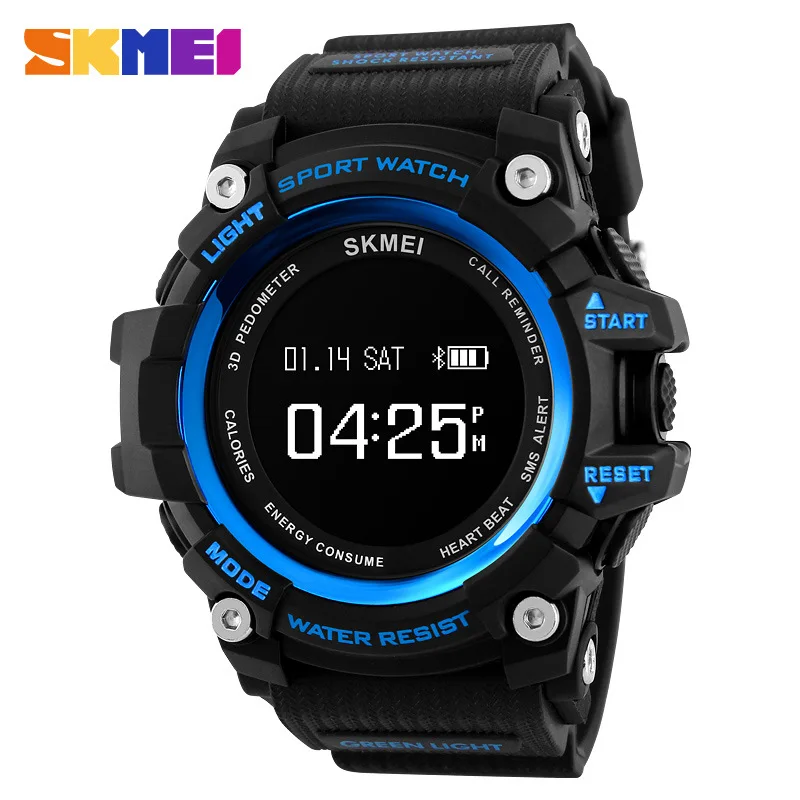 SKMEI Bluetooth Монитор Сердечного Ритма Смарт наручные часы мужские военные часы мужские спортивные Relogio Masculino цифровые аналоговые 1188 - Цвет: blue