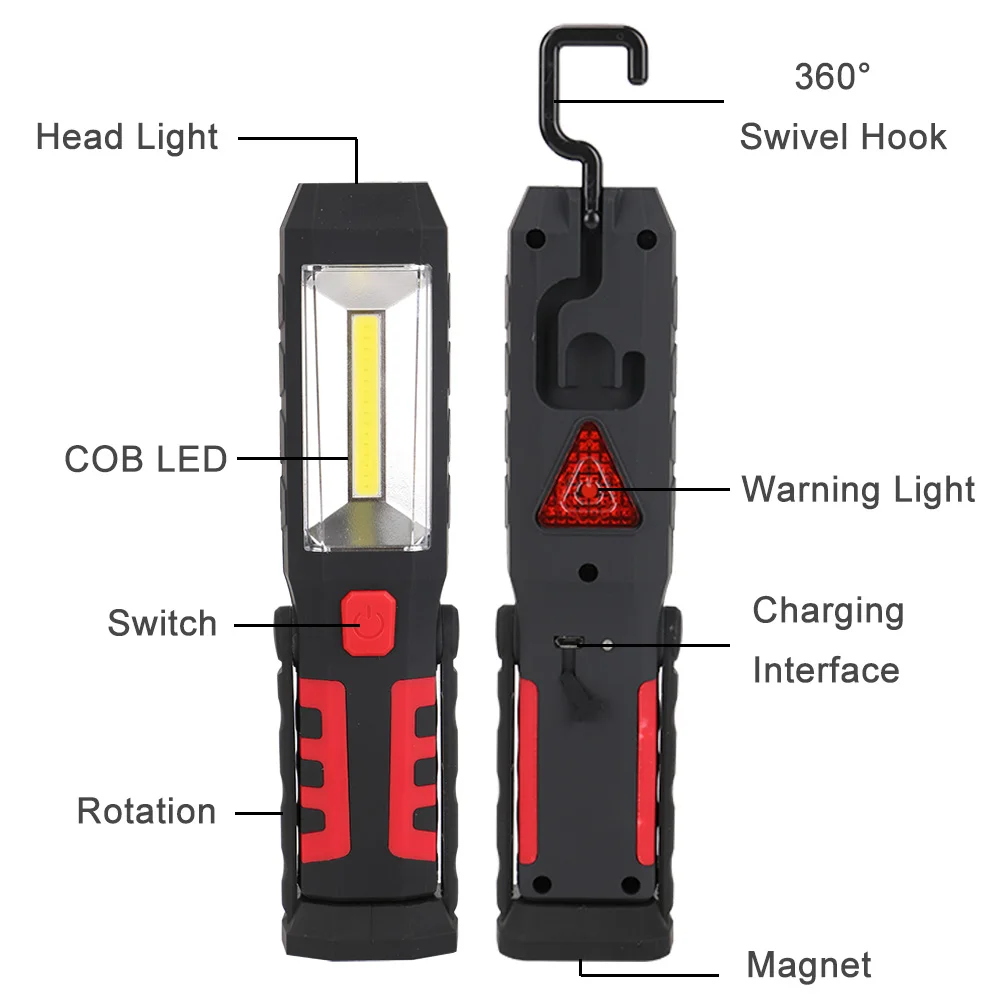 COB светодиодный магнитный рабочий светильник, автомобильный гаражный механический домашний перезаряжаемый фонарь, лампа DTT88