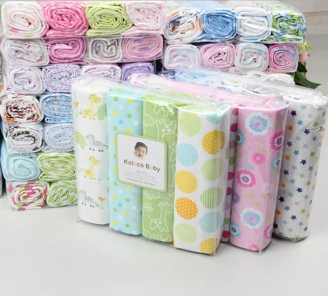 4pcs/pack 100 cotton supersoft flannel Baby blanket,baby receiving