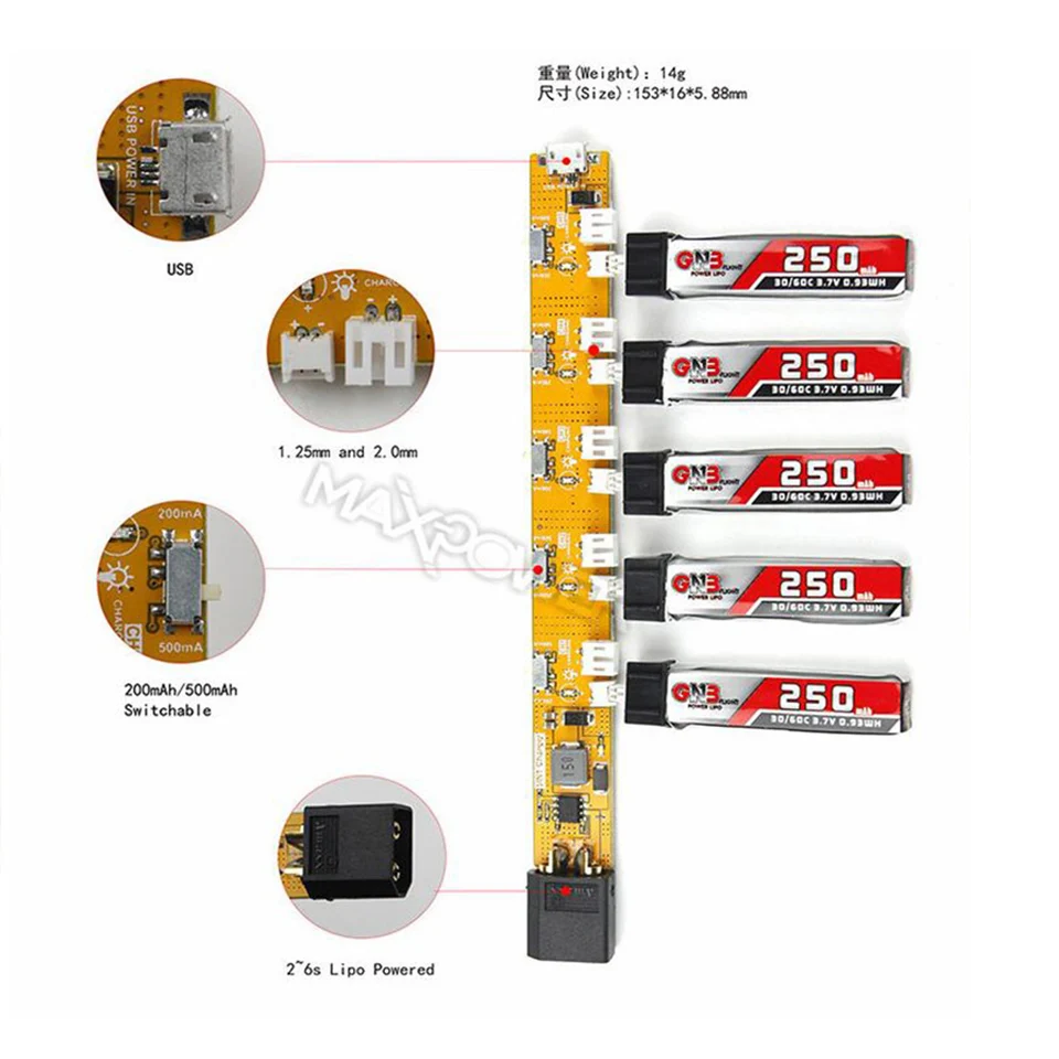 5 способ 1 S 3,7 V Lipo Батарея Зарядное устройство Micro JST 1,25 JST-PH 2,0 зарядная станция XT60 USB для JJRC H36 Eachine Z816 E012 Eachine E010