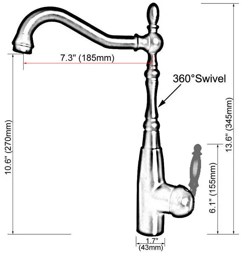 Antique Red Copper Brass Single Handle One Hole Bathroom Kitchen Basin Sink Faucet Mixer Tap Swivel Spout Deck Mounted mnf633